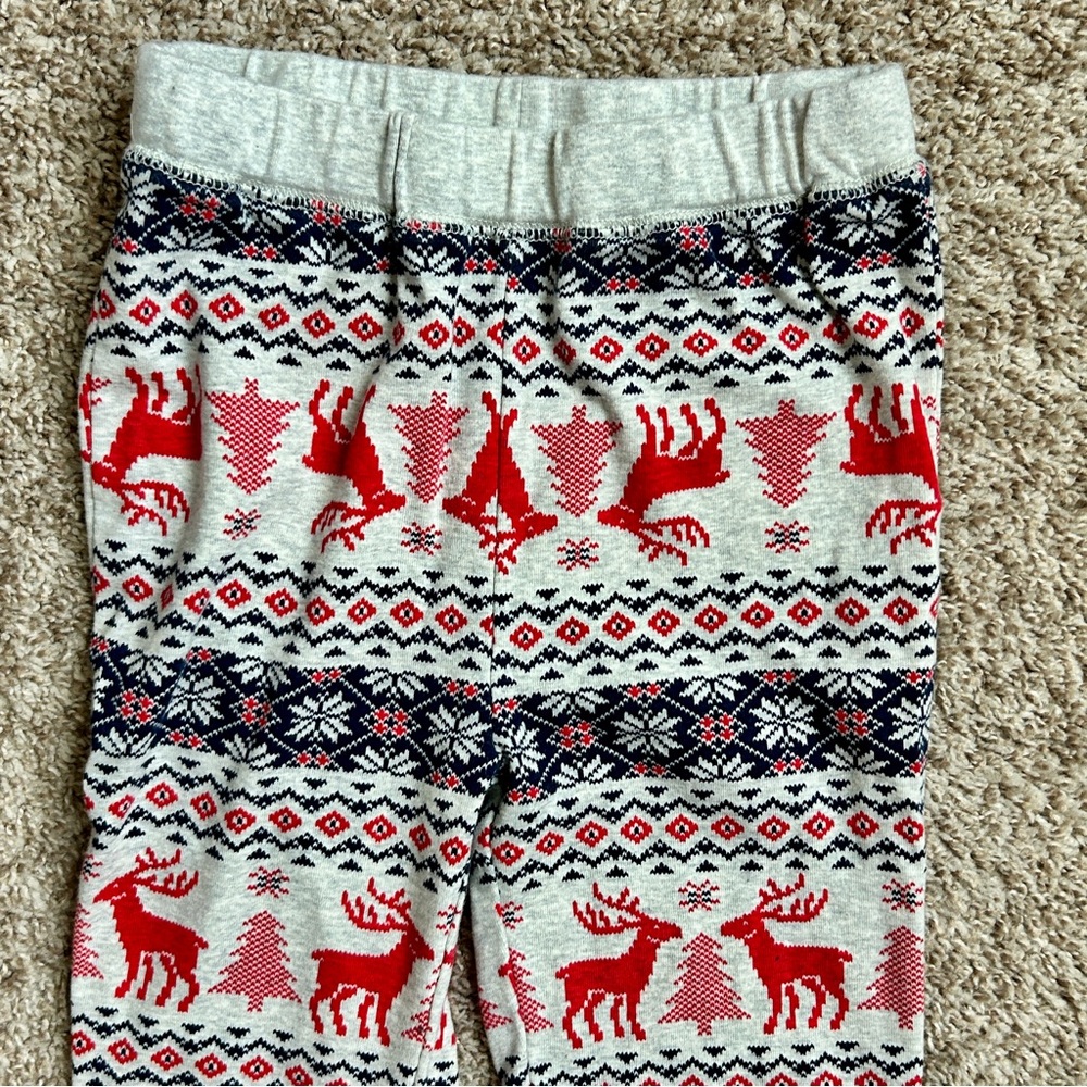 Gap Kids Gray Red Reindeer Fair Isle Holiday Snug Fit Pajama Set Size 10 - Picture 9 of 12